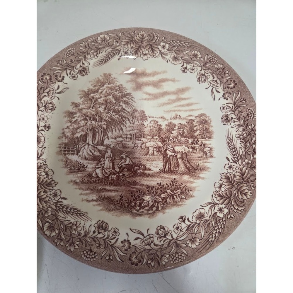 Churchill Currier & Ives Harvest Dinner Plate Heritage Mint Brown Transferware - Picture 2 of 4